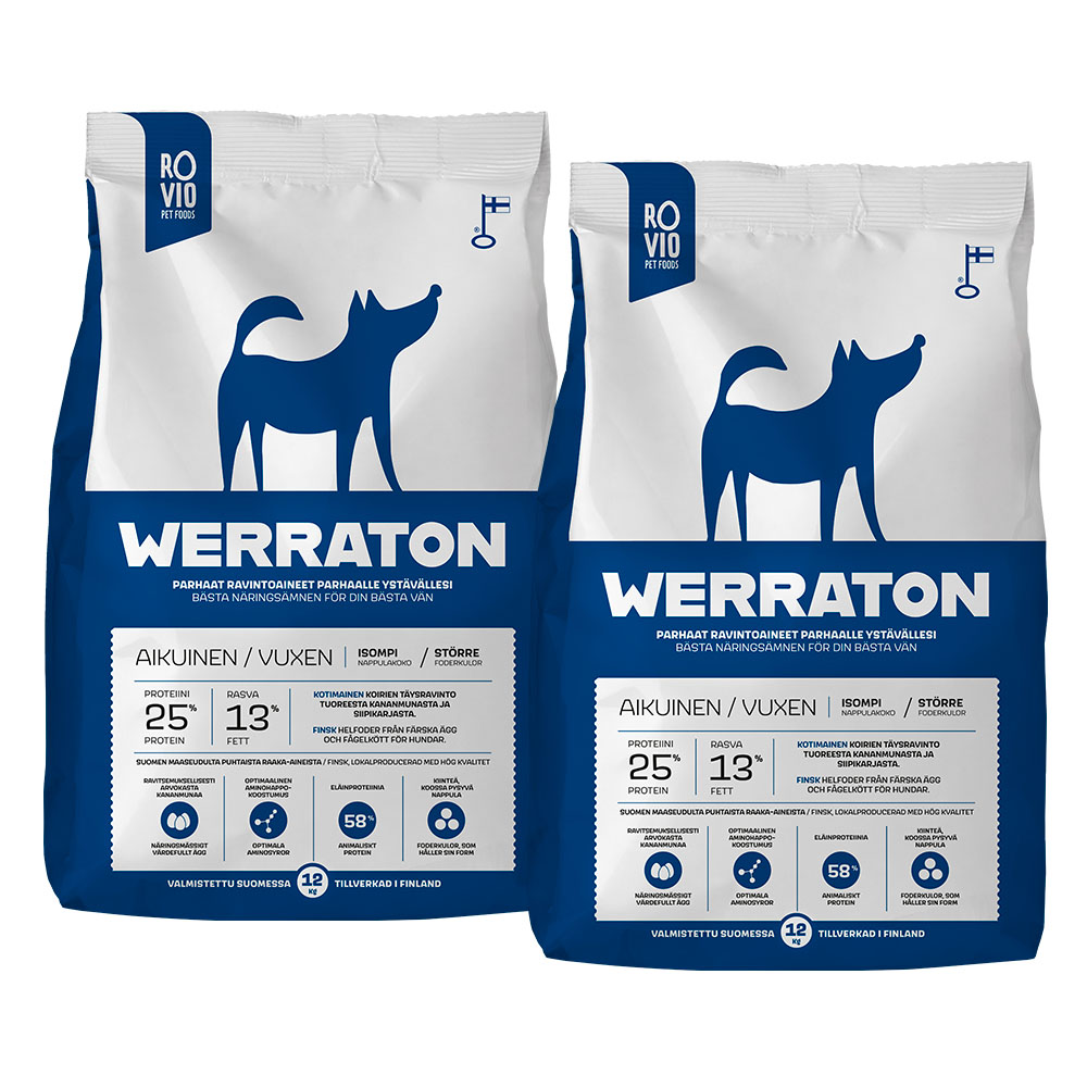 2 x 12kg Werraton Aikuinen -koiranruoka