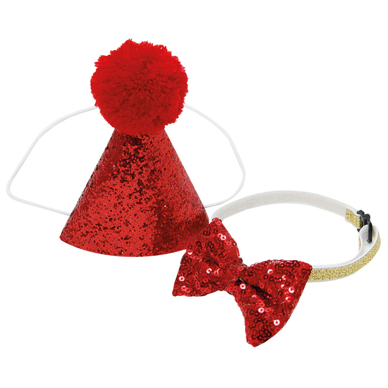 Boogie Festival koiran hattu ja -rusetti, punainen