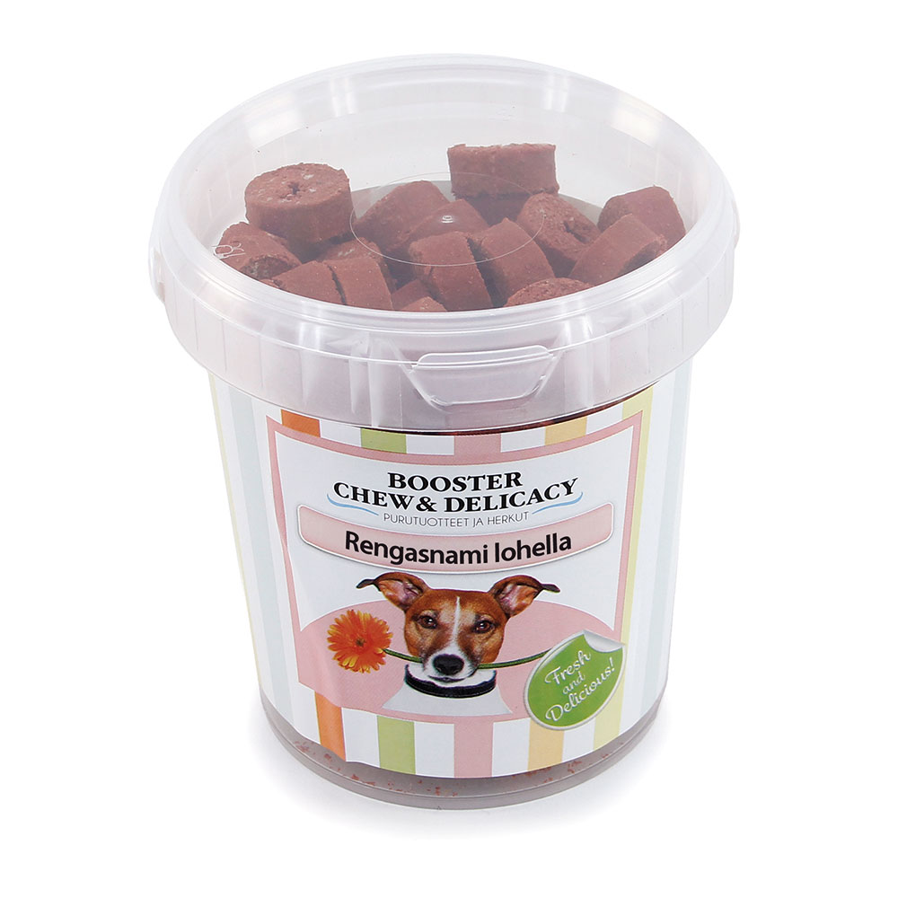 Booster Chew & Delicacy Rengasnami lohella, 450 g