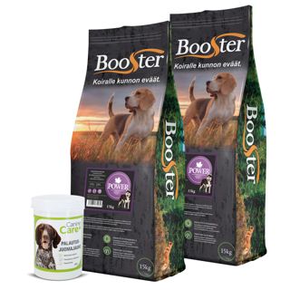 Booster Power, 2 x 15 kg + CanineCare Palautusjuomajauhe 300g