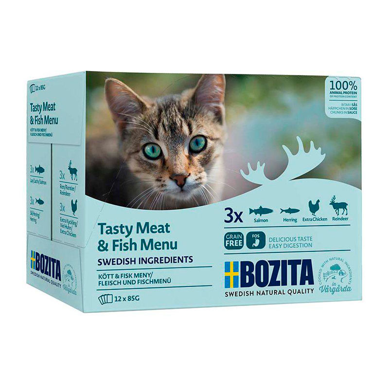 Bozita Liha & kala kissalle, kastikelajitelma 12 x 85 g