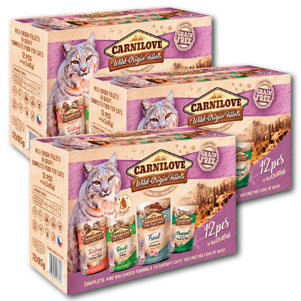 Carnilove Cat Triplapakkaus, fileitä kastikkeessa lajitelmalaatikko x 3