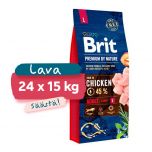 Lava 24 x 15 kg Brit Premium by Nature Adult L, 25-45 kg aikuiset