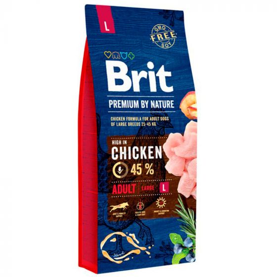 15 kg Brit Premium by Nature Adult L, 25-45 kg aikuiset