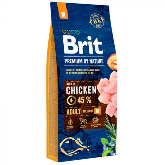 15 kg Brit Premium by Nature Adult M, 10-25 kg aikuiset