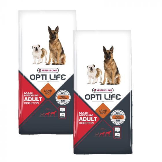 Opti Life Adult Digestion Medium & Maxi 2 x 12