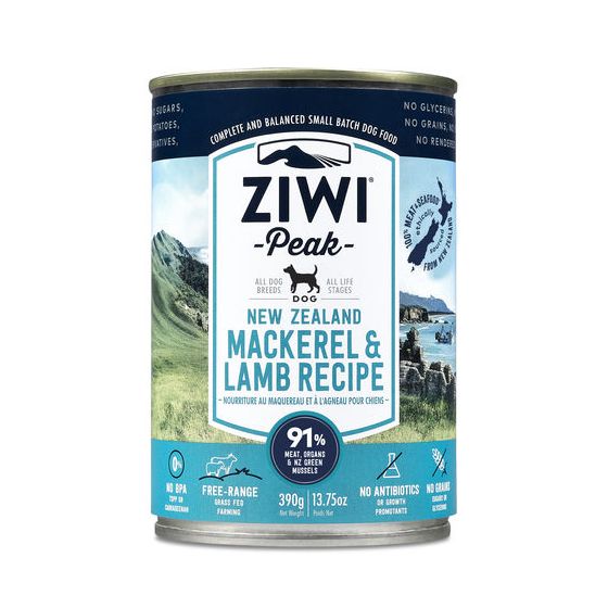 ZiwiPeak Uuden-Seelannin makrilli & lammas 390 g - 6 purkkia