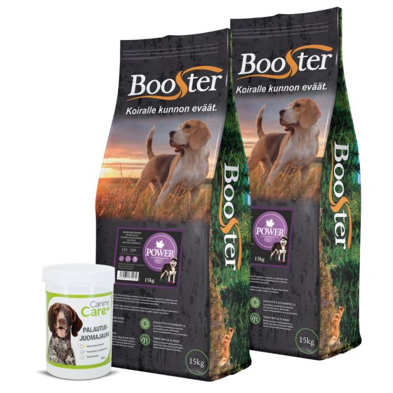 Booster Power 2 x 15 kg + CanineCare Palautusjuomajauhe 300g