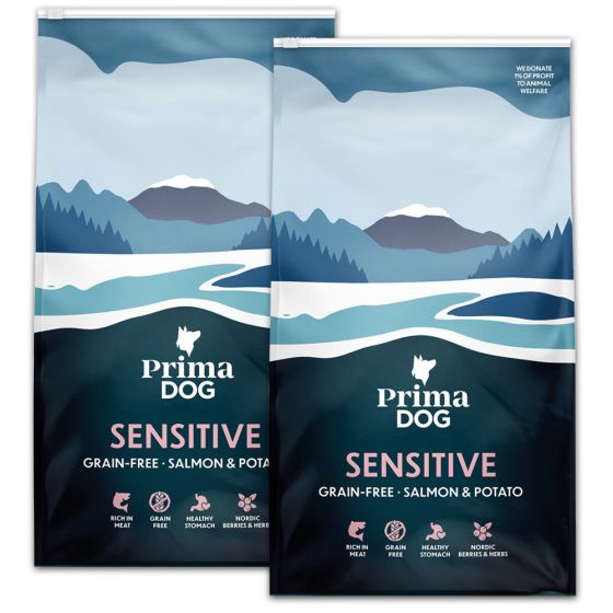 PrimaDog Adult Sensitive, Viljaton Lohi & Peruna, 2 x 10 kg