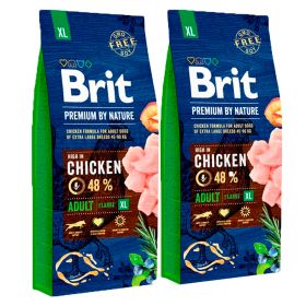 2 x 15 kg Brit Premium by Nature Adult XL, 45-90 kg aikuiset