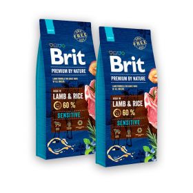 2 x 15 kg Brit Premium by Nature Sensitive Lamb, herkät koirat