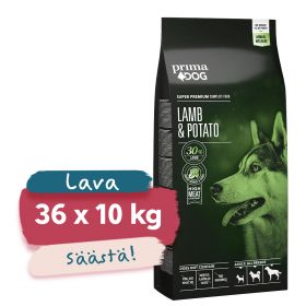 LAVA 36 x 10 kg PrimaDog Adult All Breeds Lammas-peruna