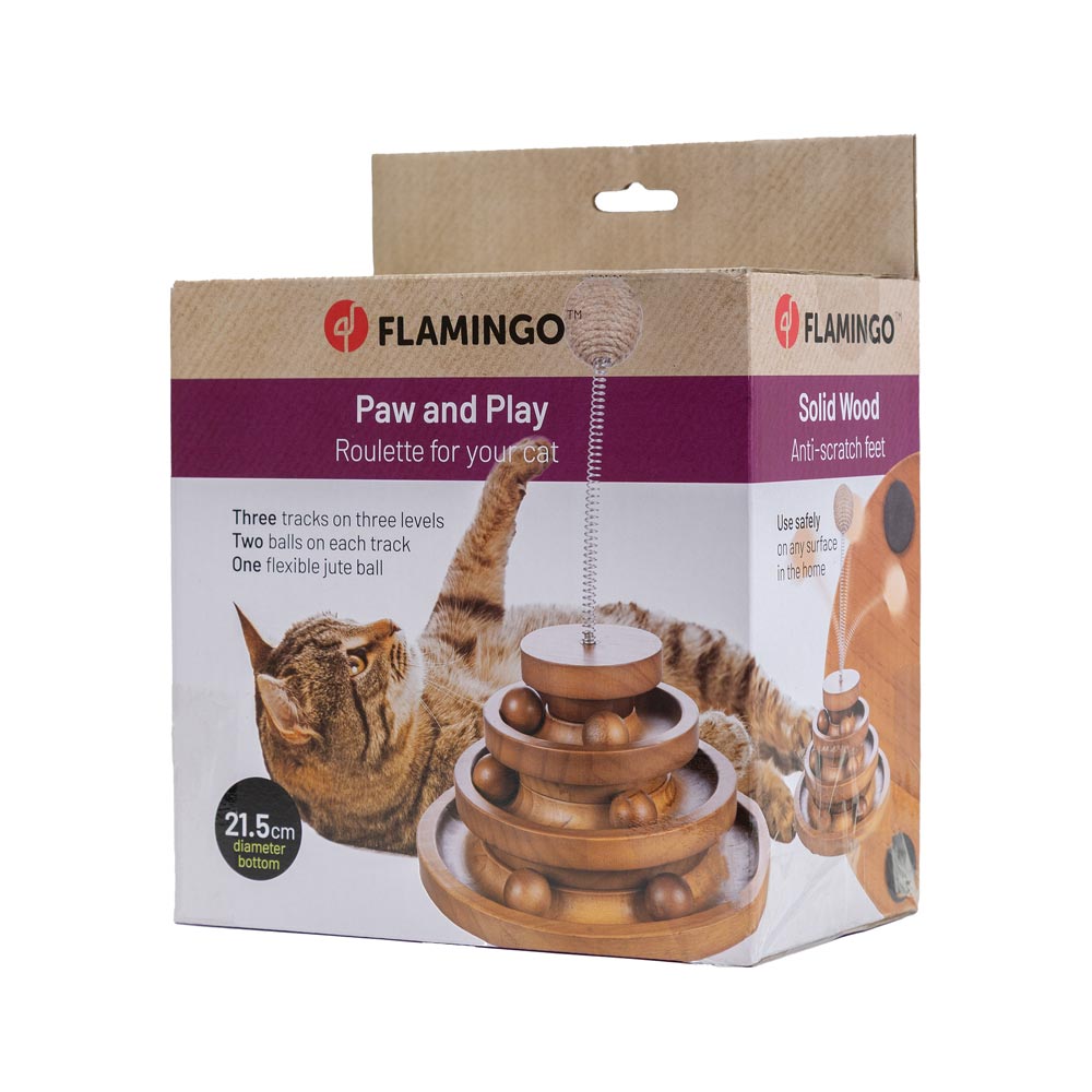 Flaminfo Cattivo pallorata, puinen aktivointilelu kissalle