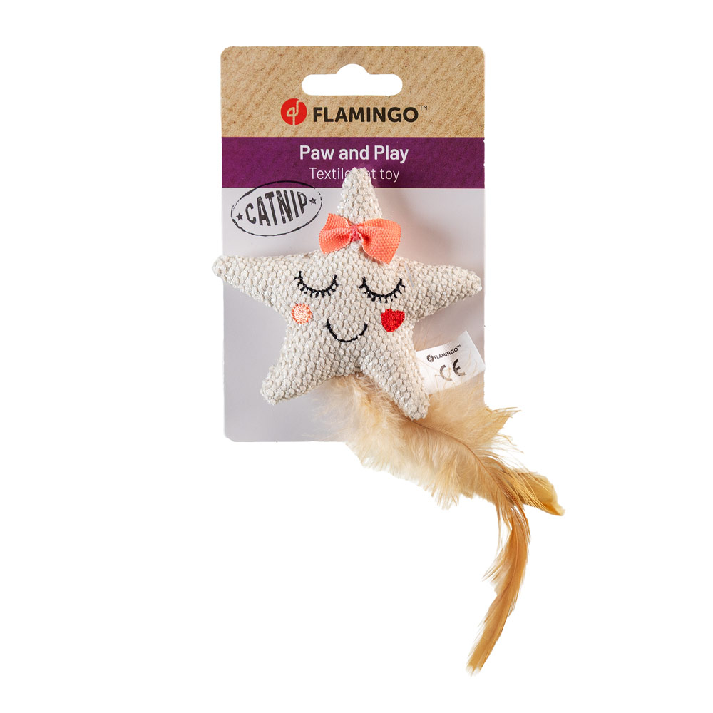 Flamingo Lovu pehmolelu kissanmintulla ja höyhenillä