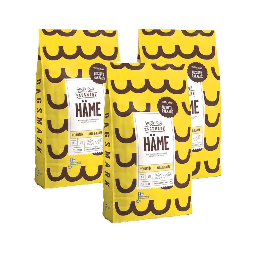 3 x 10 kg Dagsmark HÄME vehnätön kala-kaura