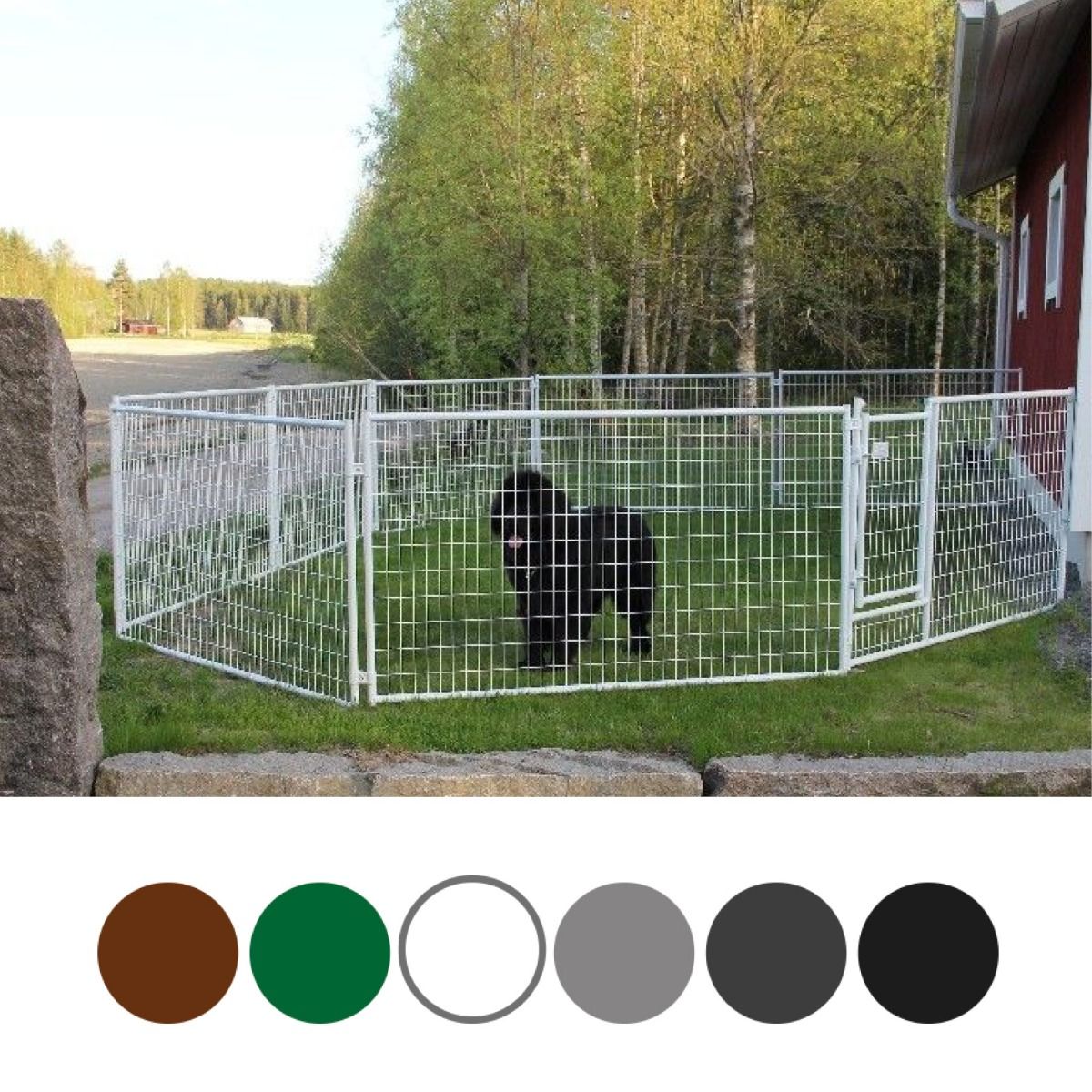 Jämpti Pro Mini, sinkitty + maalattu koiratarhapaketti 6 x 4 m (1 + 9, 115 cm)