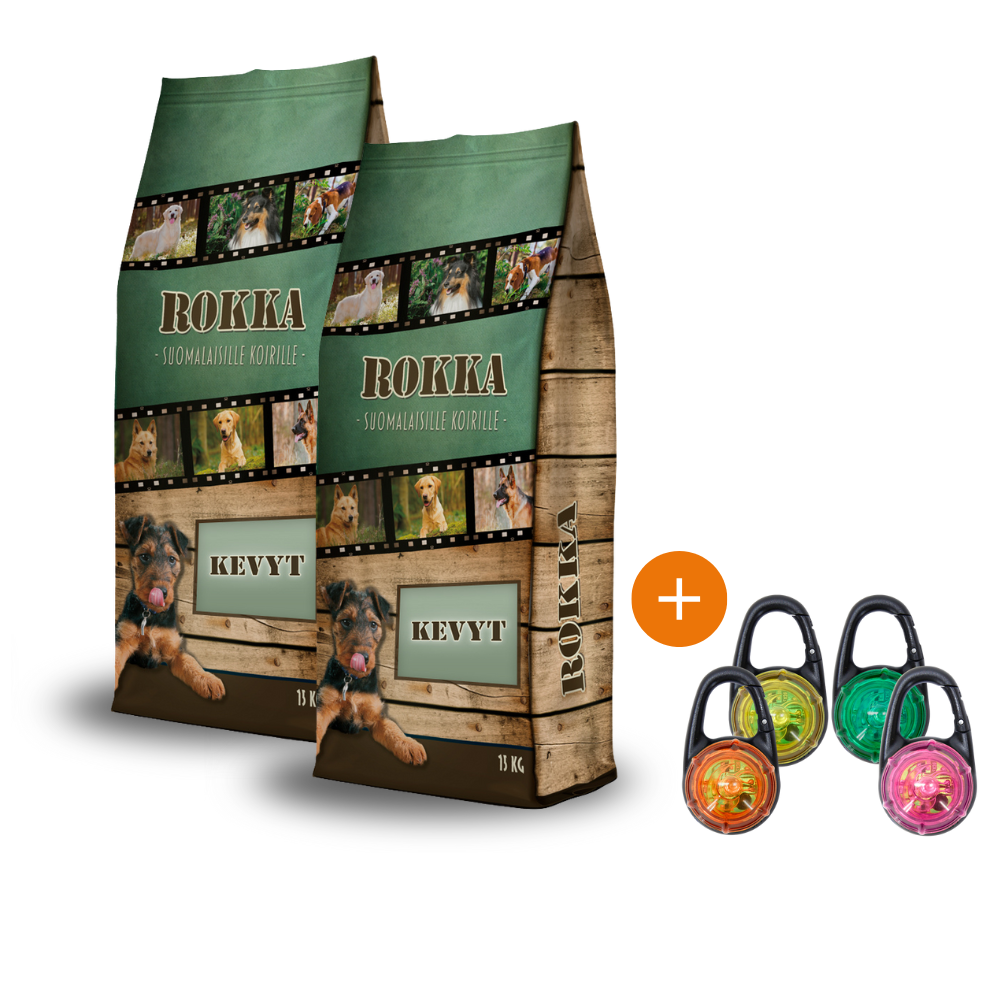 2 x 15 kg Kevyt Rokka + KAUPAN PÄÄLLE Boogie See Me Huomiovalo