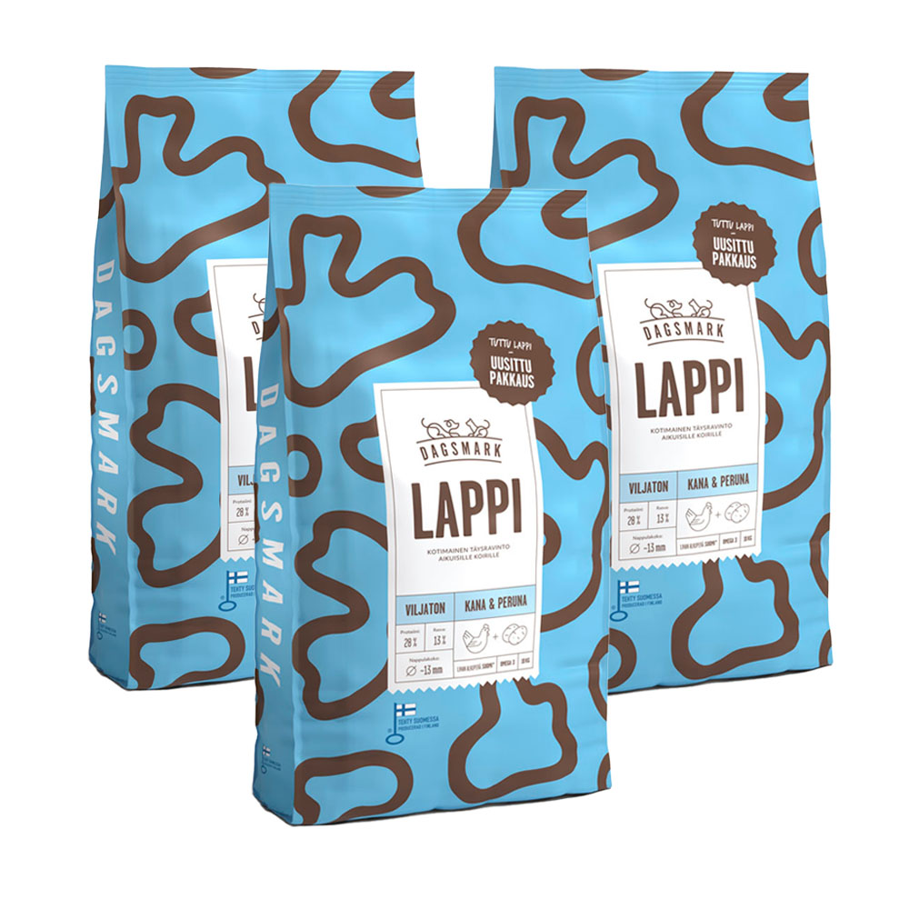 3 x 10 kg Dagsmark LAPPI viljaton kana-peruna 