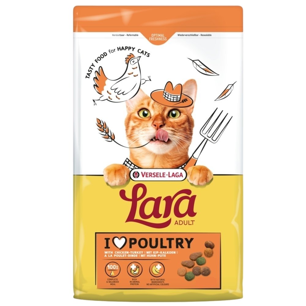 Lara Adult with Turkey & Chicken, täysravinto aikuisille kissoille - valitse koko