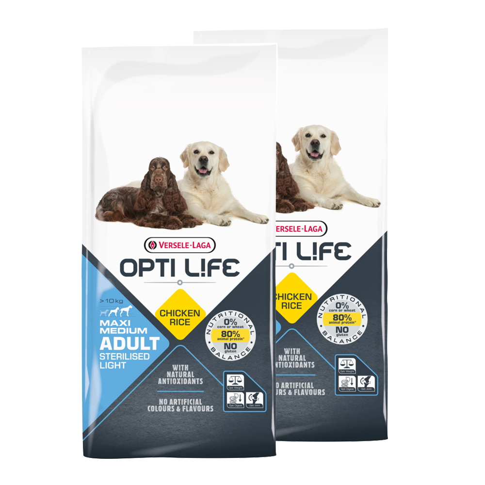 Opti Life Adult Sterilised / Light Medium & Maxi 2 x 12,5 kg