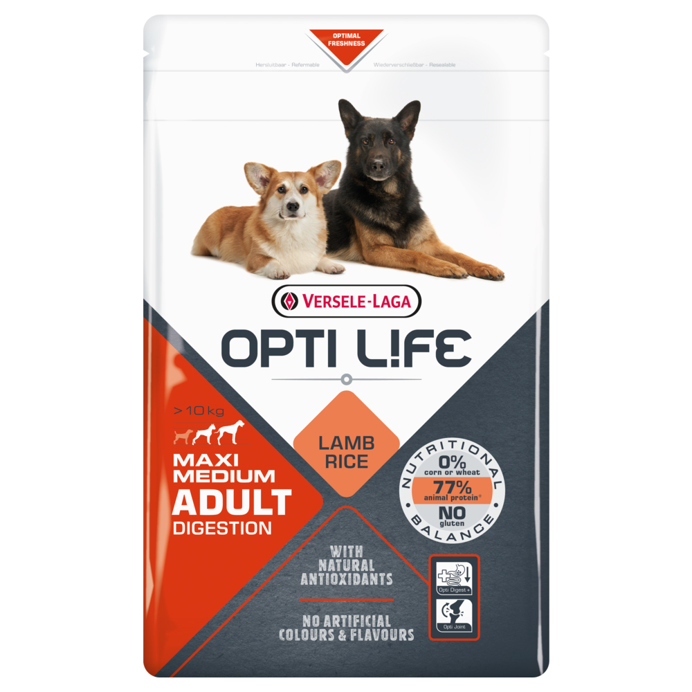 12,5 kg + 2,5 kg Opti Life Adult Digestion Medium & Maxi 