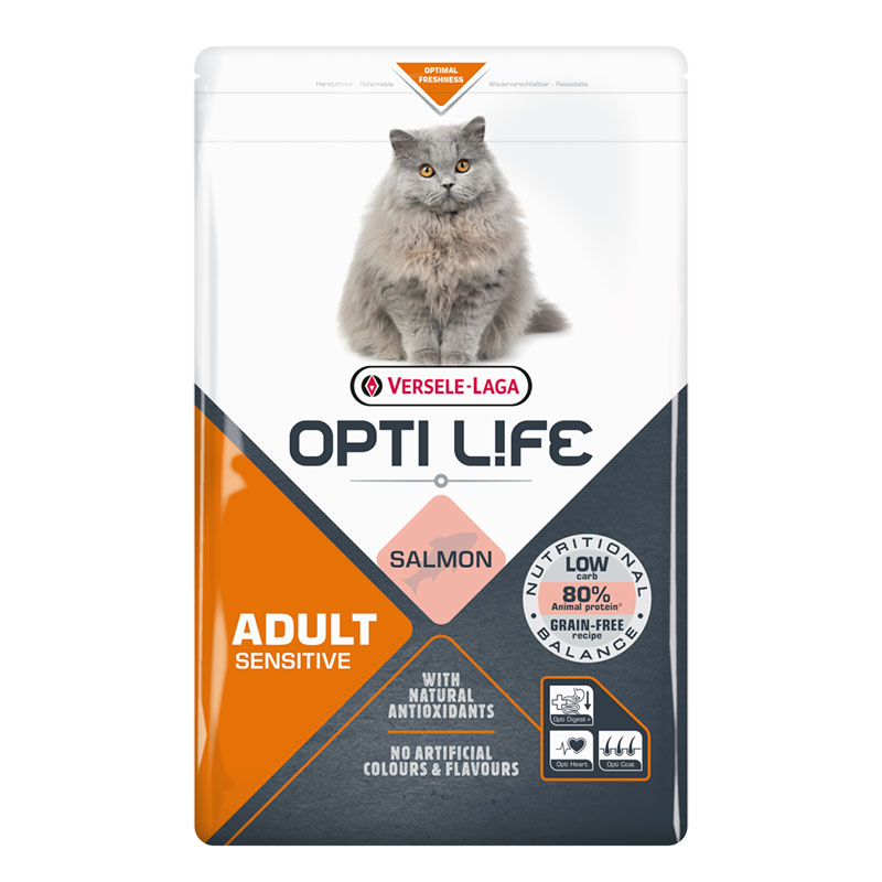 Opti Life Cat, Sensitive, Viljaton Lohi, 2,5kg