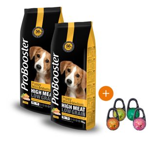 2 x 15 kg ProBooster Puppy Mini & Medium + KAUPAN PÄÄLLE Boogie See Me Huomiovalo