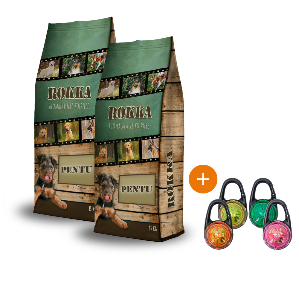 2 x 15 kg Pentu Rokka + KAUPAN PÄÄLLE Boogie See Me Huomiovalo
