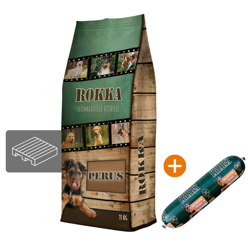 Perus Rokka LAVA 24 x 15 kg + Rokka Lihaisa Kalkkuna & Peura 24 x 800 g