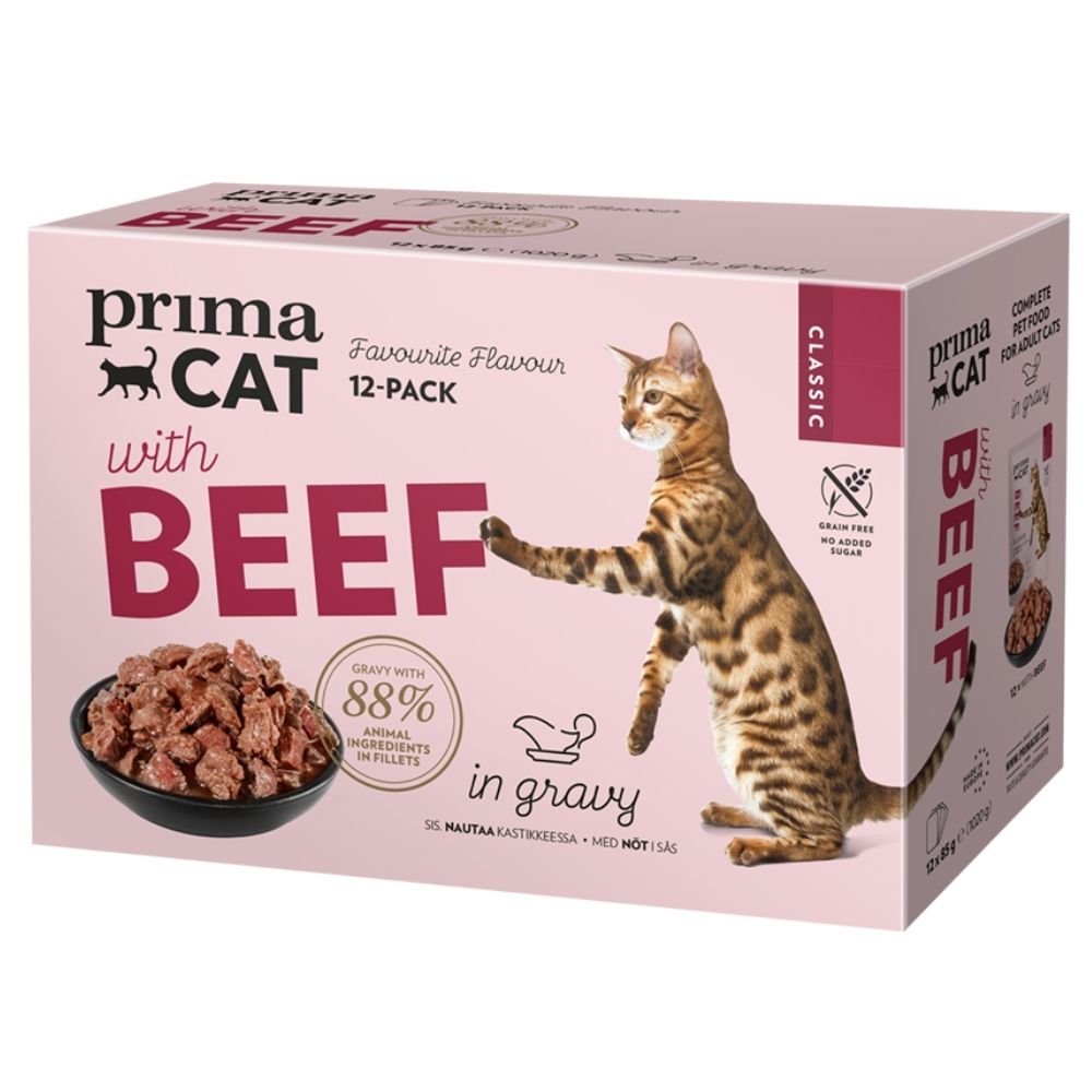PrimaCat Classic nautaa kastikkeessa 12 x 85g