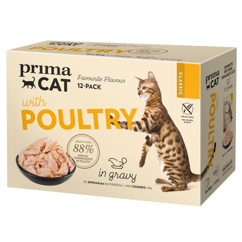 PrimaCat Classic siipikarjaa kastikkeessa 12 x 85g