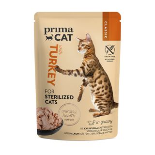 PrimaCat Classic Kalkkunaa kastikkeessa kissanruoka steriloiduille kissoille, 85 g