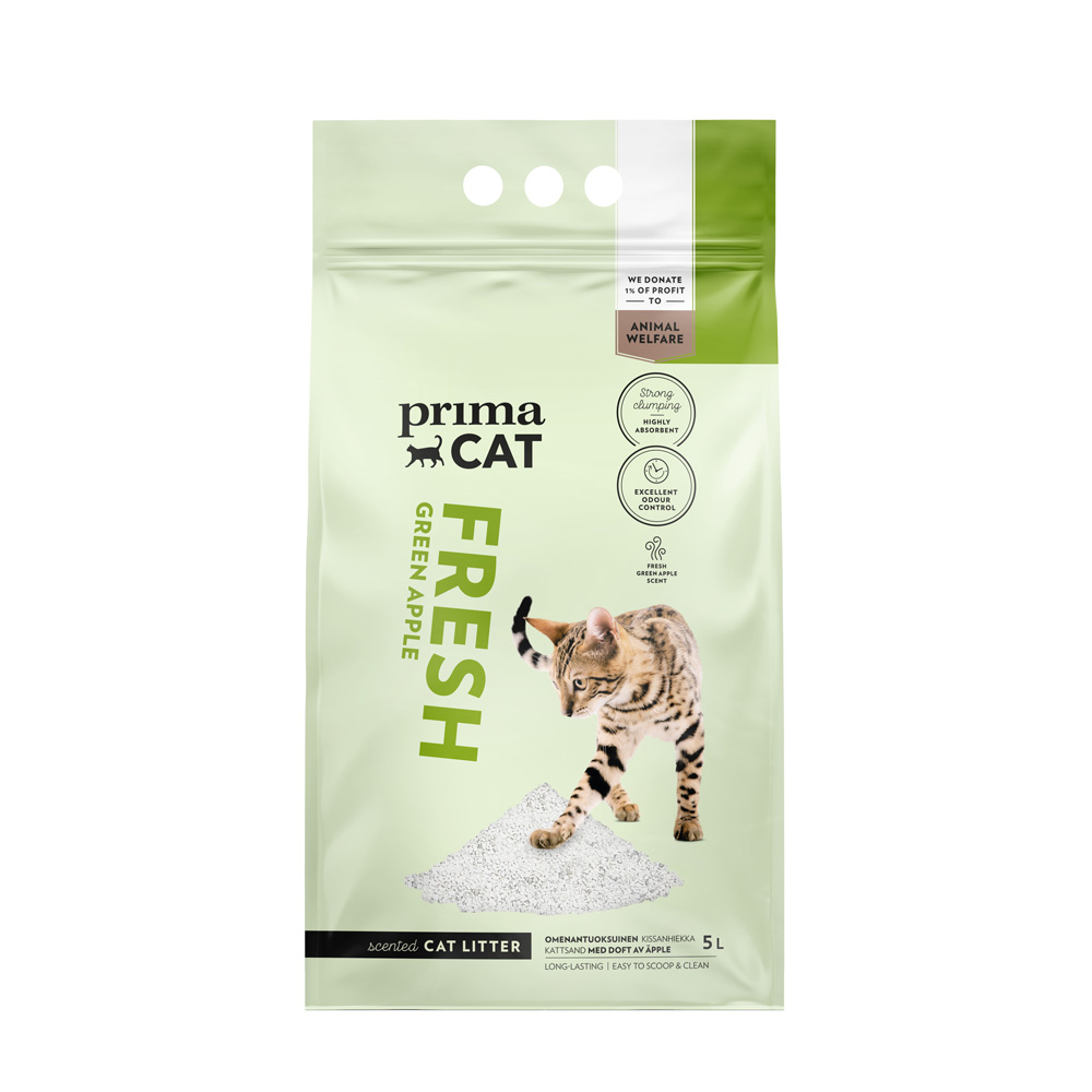 PrimaCat Fresh Apple kissanhiekka, valk. 5 l