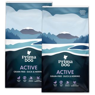 PrimaDog Adult Active, Ankka & Silli, Viljaton, 2 x 10 kg