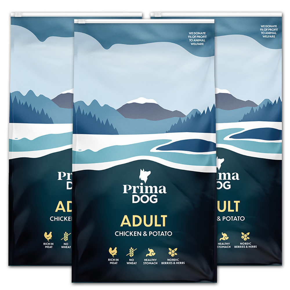 PrimaDog Adult, Kana & Peruna, 3 x 10 kg