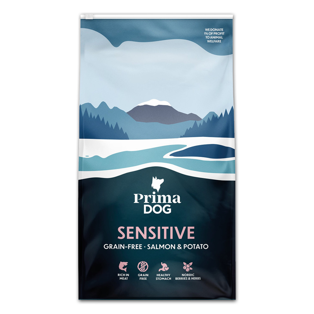 PrimaDog Adult Sensitive, Lohi & Peruna, Viljaton