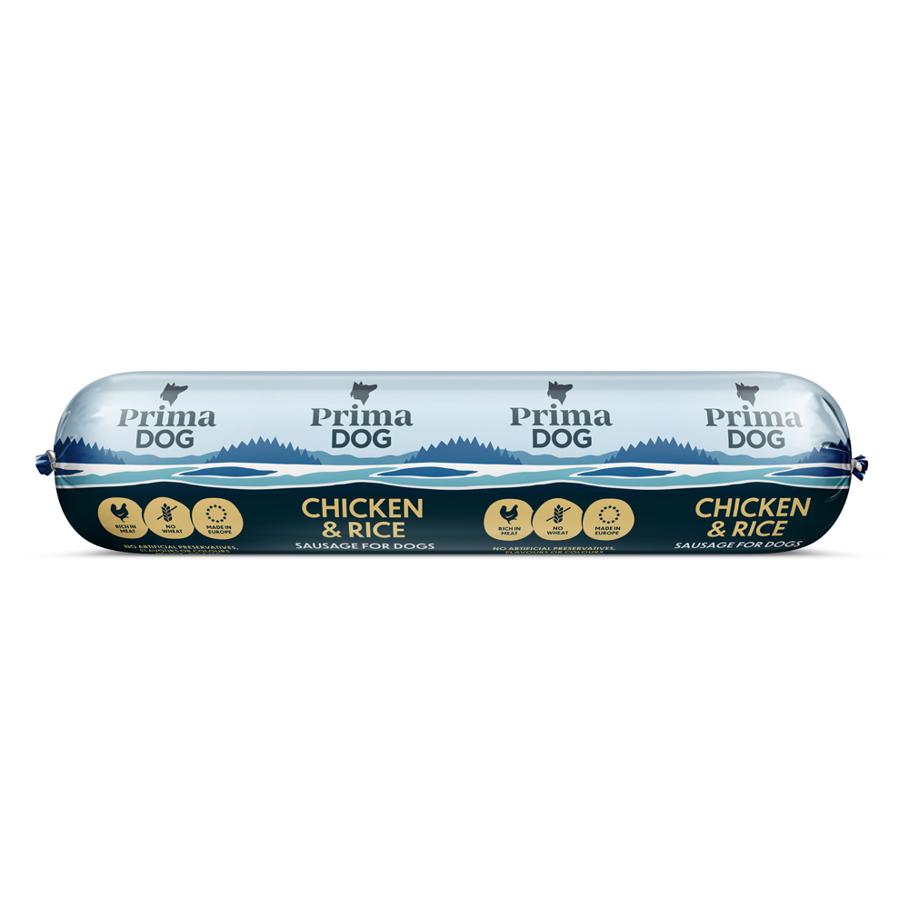 PrimaDog Chicken & Rice Kana-riisi -makkara, 800 g (PE 8.8.2026)