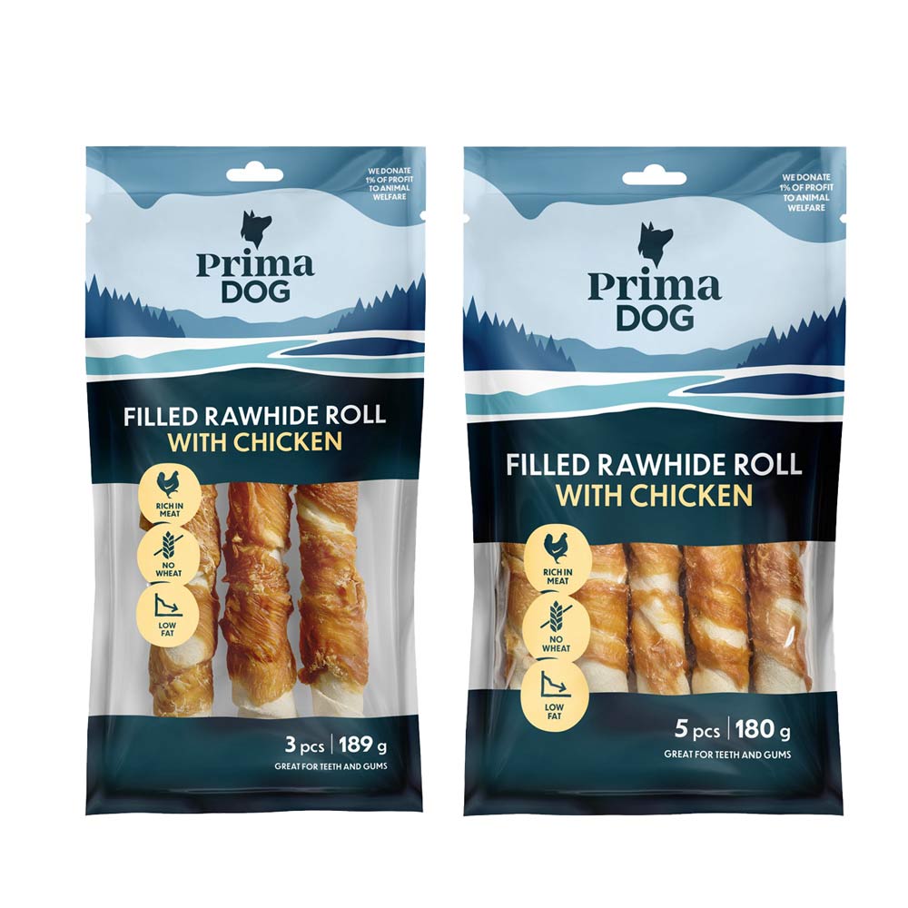 PrimaDog, täytetty pururulla kanakääreellä