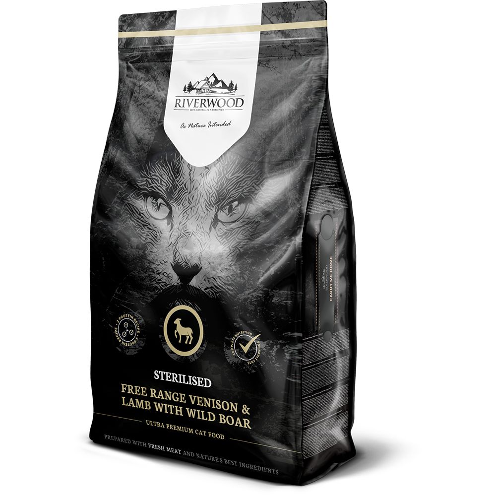 Riverwood Cat, Sterilised, Peura, lammas ja villisika, 2 kg