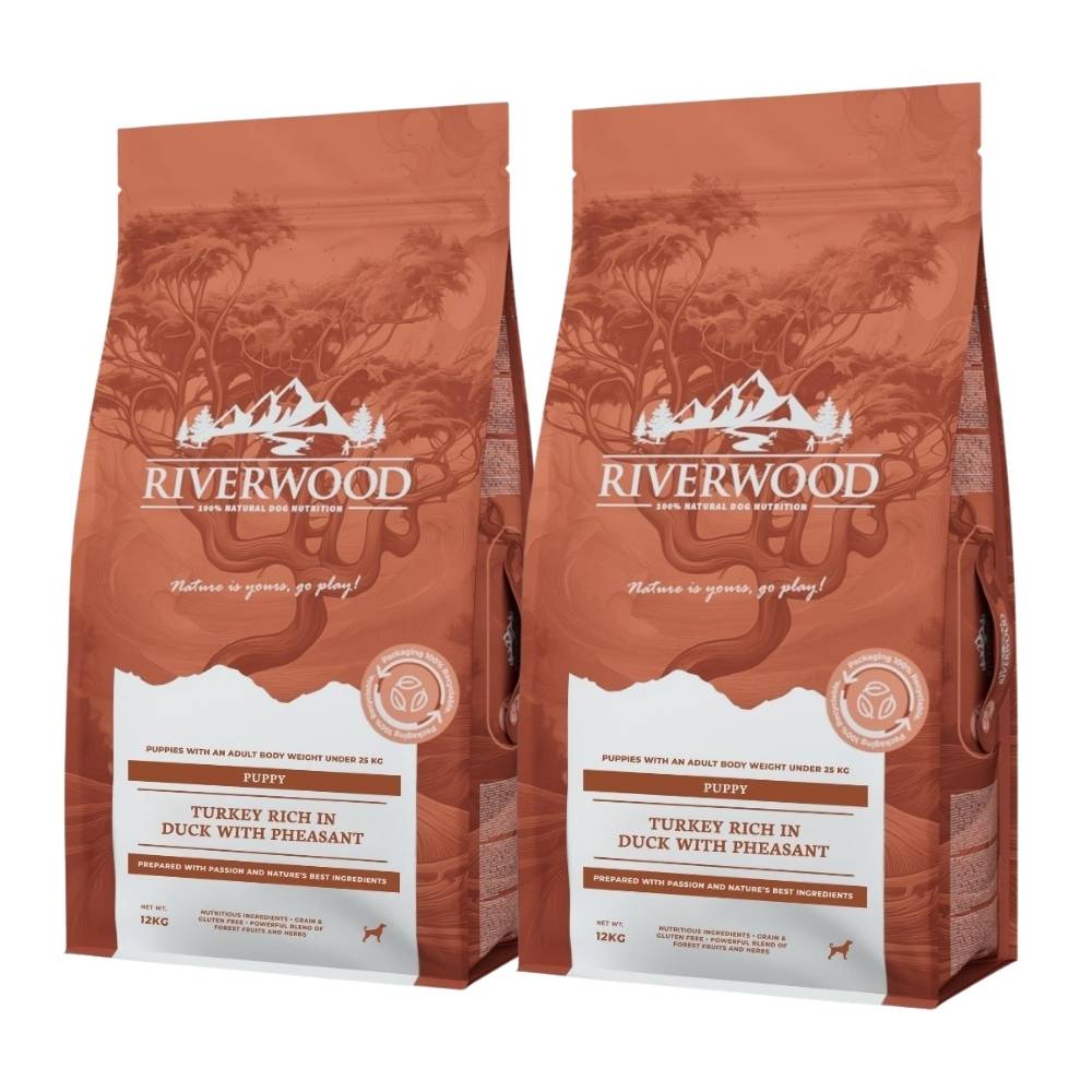 2 x 12 kg Riverwood Puppy Kalkkuna, ankka & fasaani