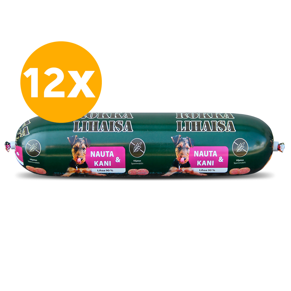 Rokka Lihaisa, Nauta & Kani - säästöpakkaus 800 g x 12