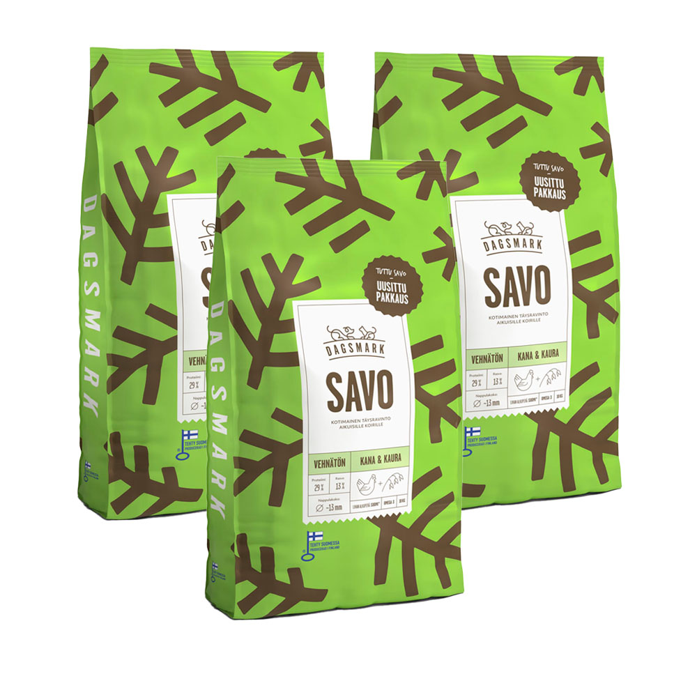 3 x 10 kg Dagsmark SAVO vehnätön kana-kaura