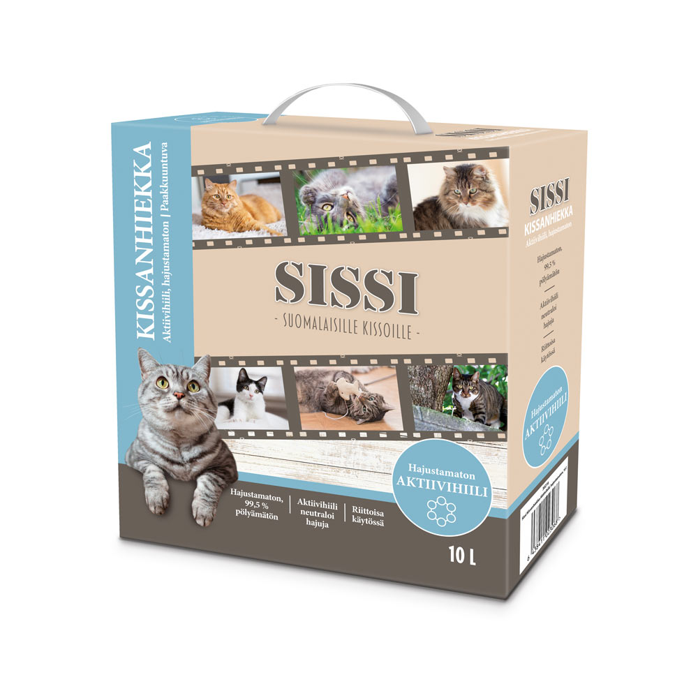 Sissi Kissanhiekka Aktiivihiili, hajustamaton, 10 l