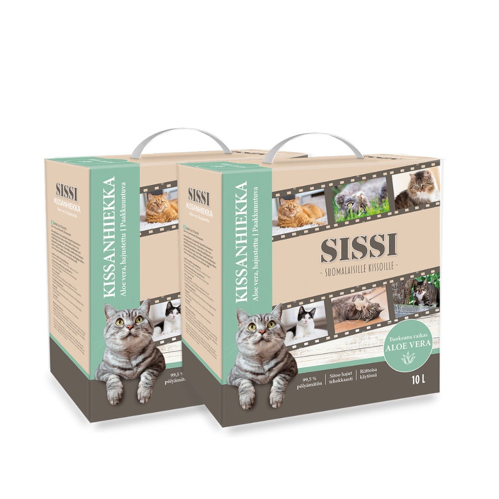 2 x 10l Sissi Kissanhiekka Aloe Vera, hajustettu