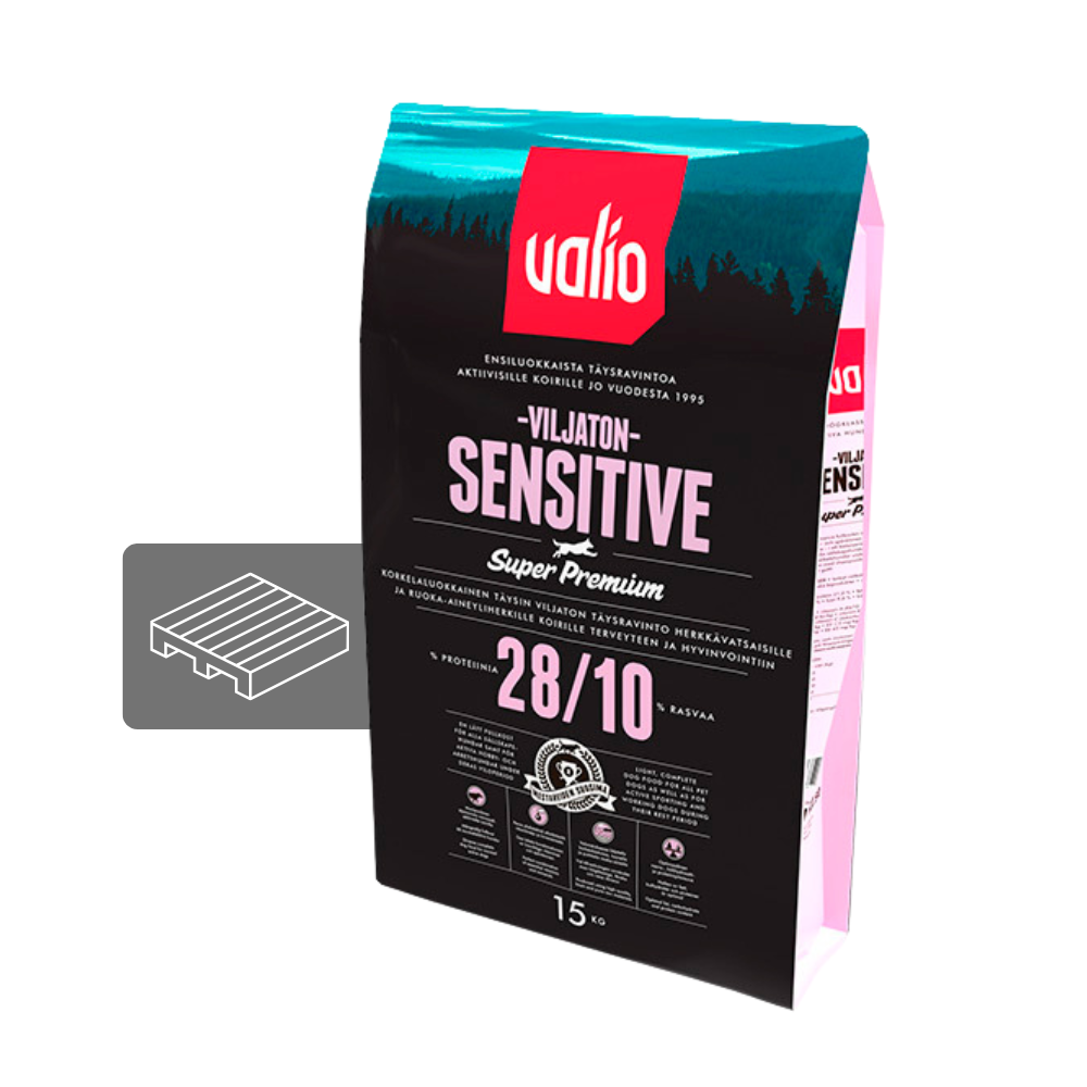 12 x 15 kg Väärä säkki Valio Super Premium Sensitive, viljaton 28/10