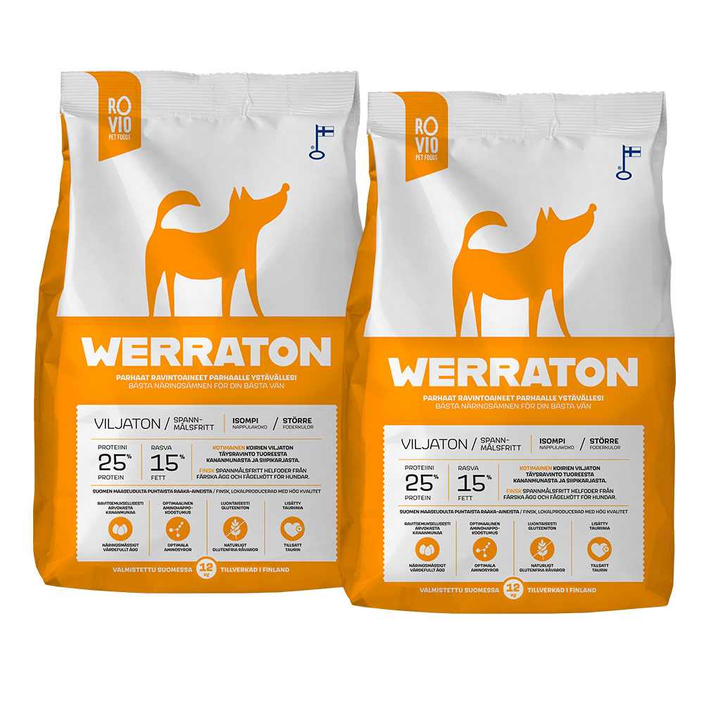 2 x 12kg Werraton Viljaton koiranruoka